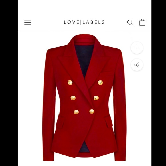 🎀LOVE LABELS 🎀ICONIC DBL BREASTED BLAZER 💫 WINE ✨ SIZE L - Picture 1 of 6